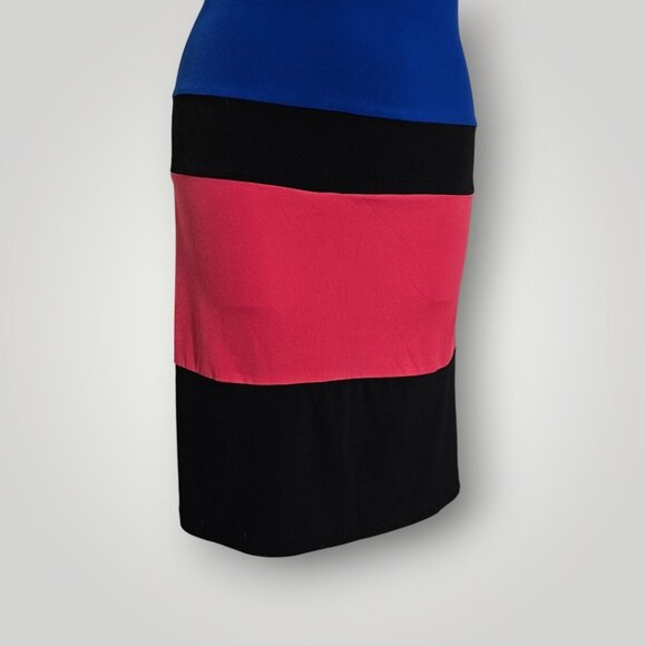 En Focus Studio Women’s 10 Black Sleeveless Cocktail Dress Royal Blue & Fuchsia - Picture 5 of 13